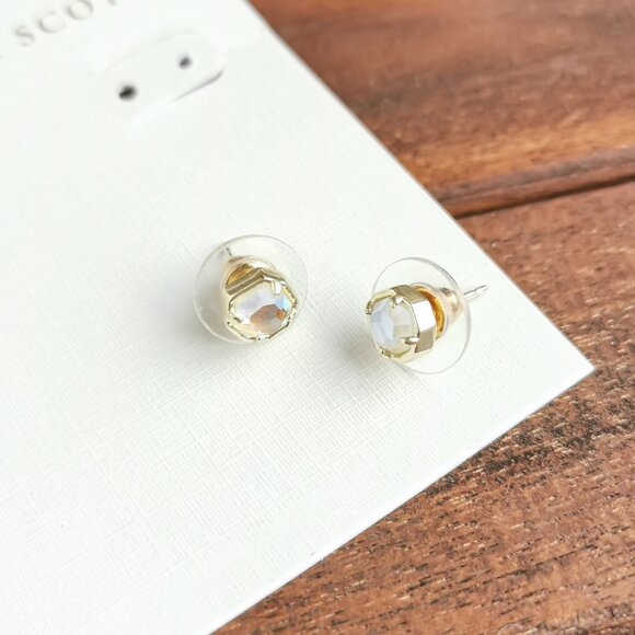 Kendra Scott Nola Stud Earrings. Gold Dichroic Glass - Picture 2 of 3